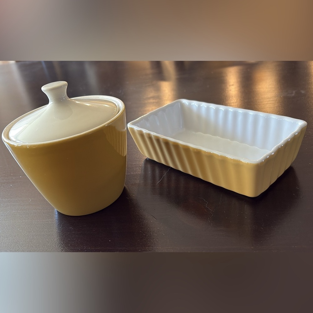 Modern Cream and Golden Yellow Ceramic Dish Set